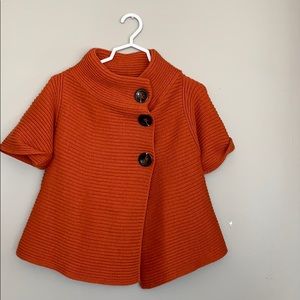Burnt Orange Top Button Sweater Poncho/ cape